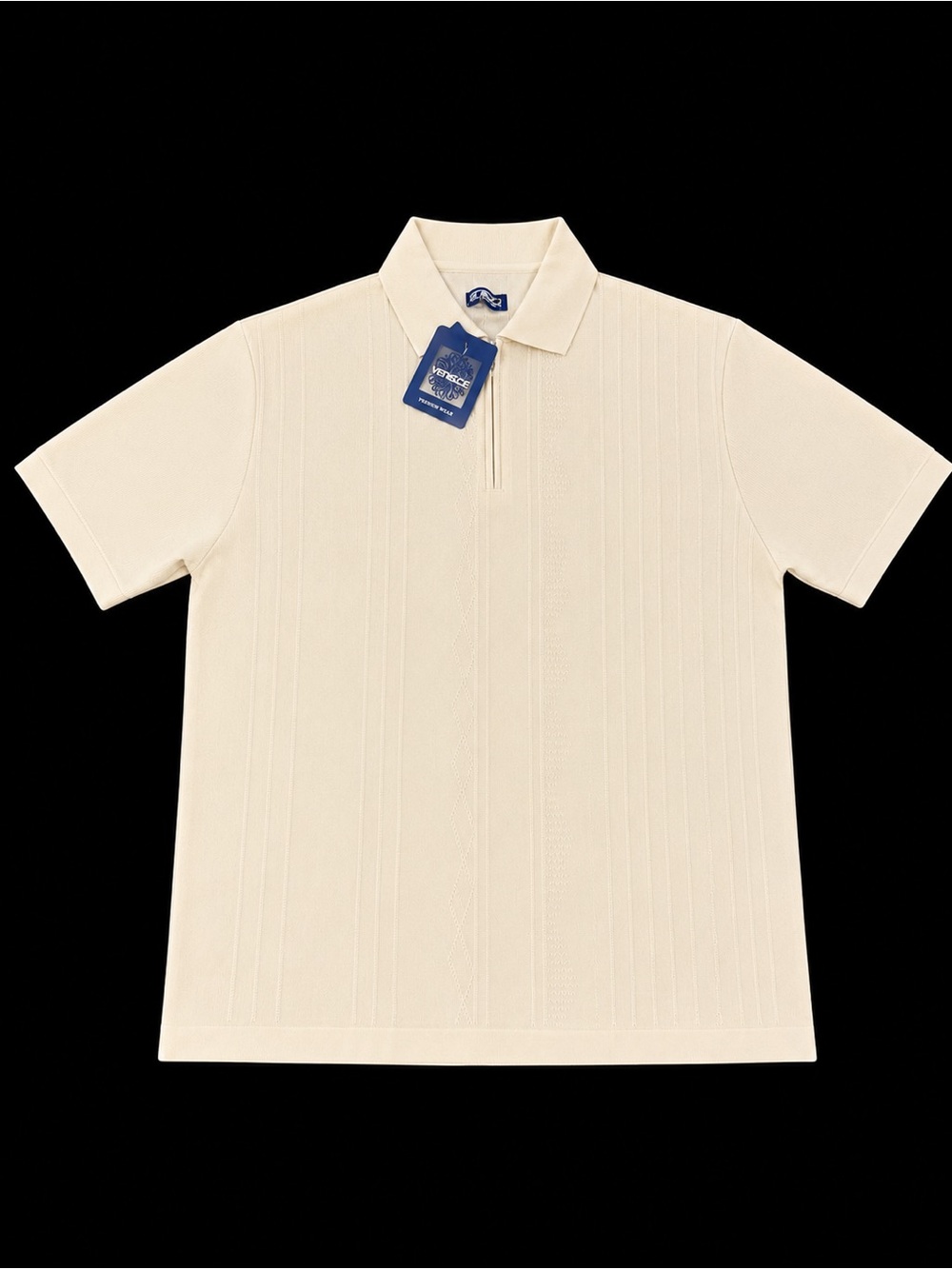 NWT Venezzi Wear Textured Knit Zip Polo Shirt | Men’s 2XL | Cream